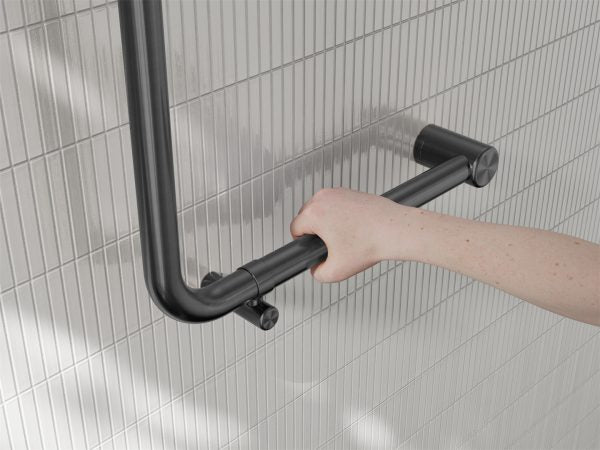 MECCA CARE 32MM AMBULANT 90 DEGREE BENT TUBE GRAB RAIL 450X450MM GUN METAL (NRCR3290DGM)