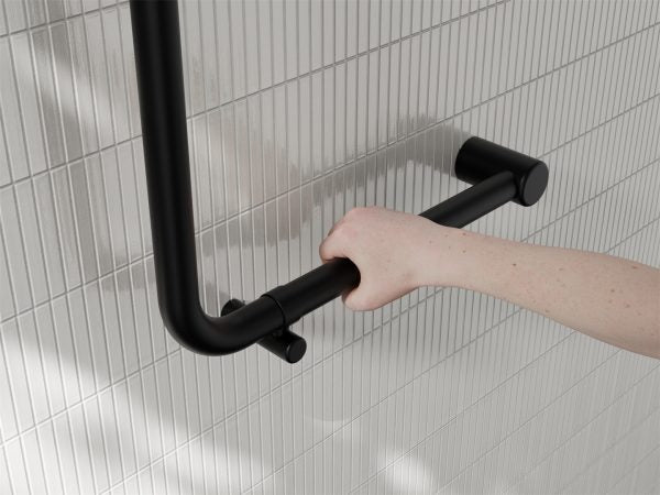 MECCA CARE 32MM AMBULANT 90 DEGREE BENT TUBE GRAB RAIL 450X450MM MATTE BLACK (NRCR3290DMB)