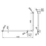 Mecca Care 32mm DDA Accessible Toilet 90 Degree Bent Tube Grab Rail 600X1000mm With Toilet Roll Holder Gun Metal (NRCR3290ehGM)
