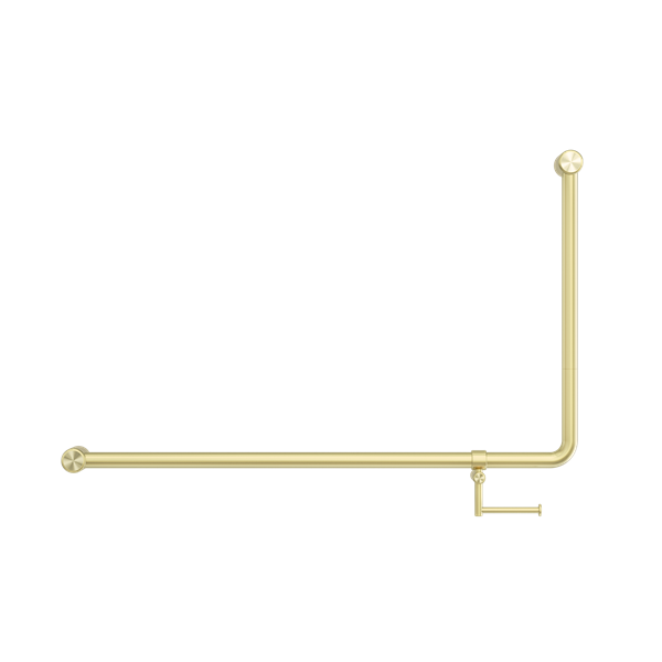 Mecca Care 32mm DDA Accessible Toilet 90 Degree Bent Tube Grab Rail 600X1000mm With Toilet Roll Holder Brushed Gold (NRCR3290ehBG)