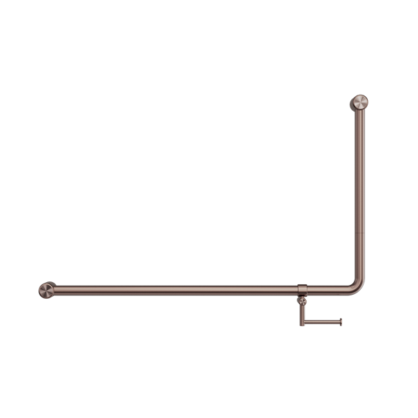 Mecca Care 32mm DDA Accessible Toilet 90 Degree Bent Tube Grab Rail 600X1000mm With Toilet Roll Holder Brushed Bronze (NRCR3290ehBZ)