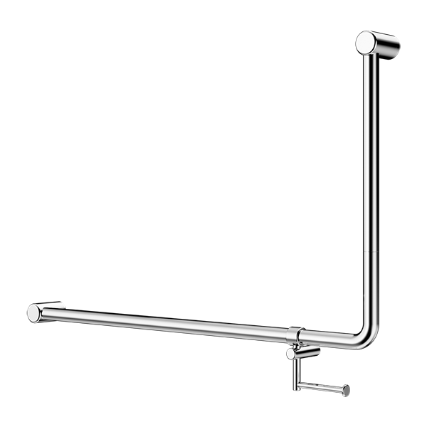 Mecca Care 32mm DDA Accessible Toilet 90 Degree Bent Tube Grab Rail 600X1000mm With Toilet Roll Holder Chrome (NRCR3290ehCH)