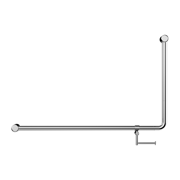 Mecca Care 32mm DDA Accessible Toilet 90 Degree Bent Tube Grab Rail 600X1000mm With Toilet Roll Holder Chrome (NRCR3290ehCH)