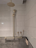 MECCA CARE 32MM T BAR GRAB RAIL AND ADJUSTABLE SHOWER SET 1100X750MM BRUSHED GOLD (NRCS006BG)
