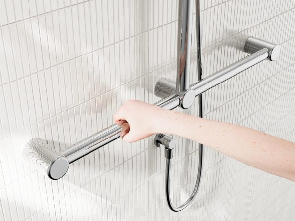 MECCA CARE 32MM T BAR GRAB RAIL AND ADJUSTABLE SHOWER SET 1100X750MM CHROME (NRCS006CH)