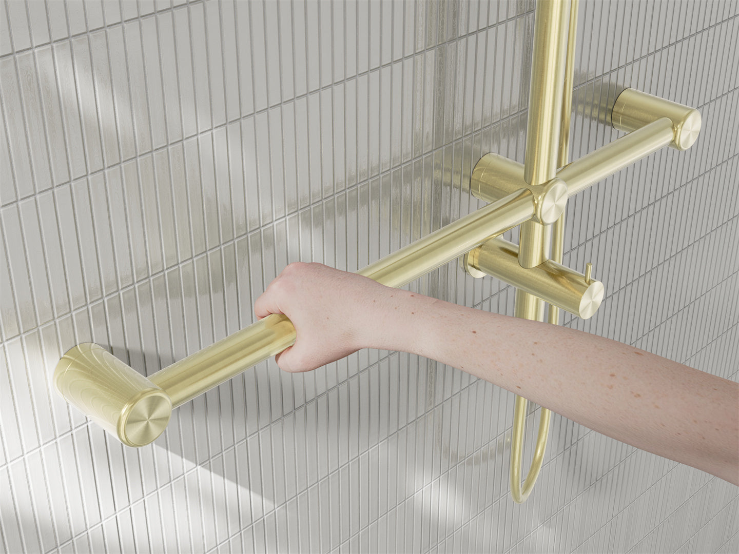 Mecca Care 32Mm T Bar Grab Rail 1100X750Mm Twin Shower Set Matte Black Nrcs008Mb Copy