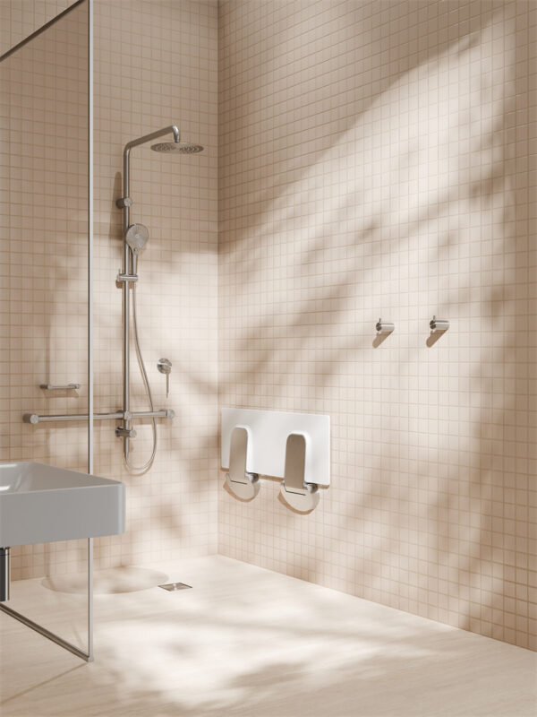 MECCA CARE SHOWER SEAT 960X330MM BRUSHED NICKEL (NRCR0002BN)