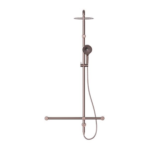 Mecca Care 32mm T Bar Grab Rail 1100x750mm Twin Shower Set Brushed Bronze (NRCS008BZ)