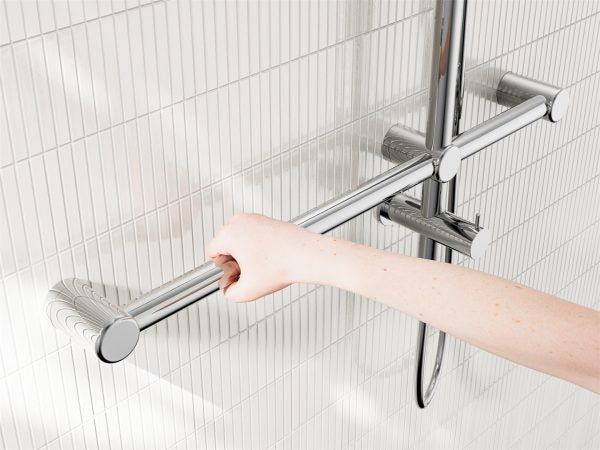 Mecca Care 32mm T Bar Grab Rail 1100x750mm Twin Shower Set Chrome (NRCS008CH)
