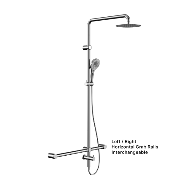 Mecca Care 32mm T Bar Grab Rail 1100x750mm Twin Shower Set Chrome (NRCS008CH)