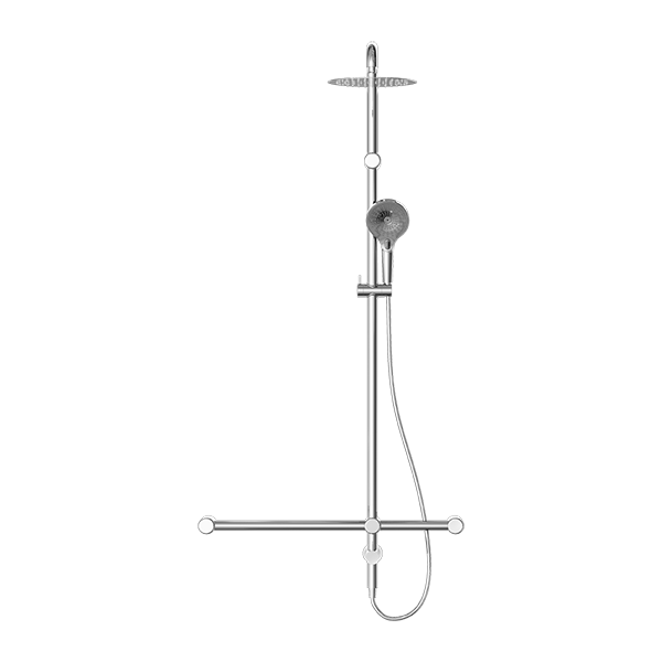 Mecca Care 32mm T Bar Grab Rail 1100x750mm Twin Shower Set Chrome (NRCS008CH)