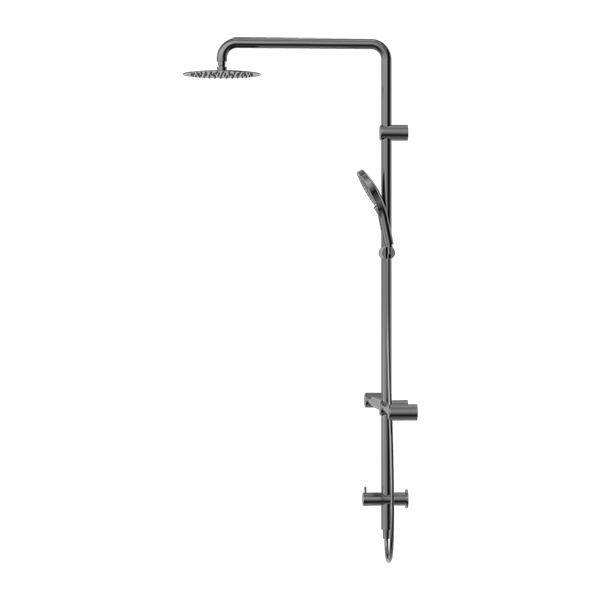 Mecca Care 32mm T Bar Grab Rail 1100x750mm Twin Shower Set Gun Metal (NRCS008GM)