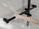 Mecca Care 32mm T Bar Grab Rail 1100x750mm Twin Shower Set Matte Black (NRCS008MB)