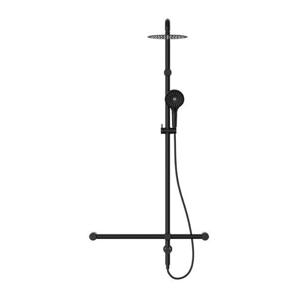 Mecca Care 32mm T Bar Grab Rail 1100x750mm Twin Shower Set Matte Black (NRCS008MB)
