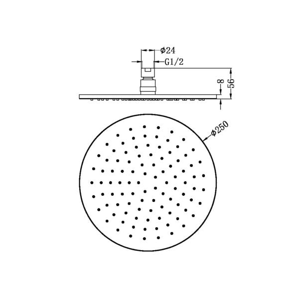 250MM ROUND SHOWER HEAD GUN METAL (NRROA1001GM)