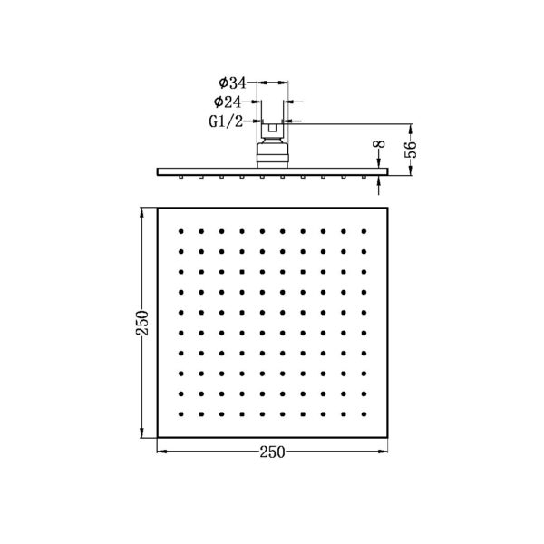 250MM SQUARE SHOWER HEAD BRUSHED NICKEL (NRROB1003BN)