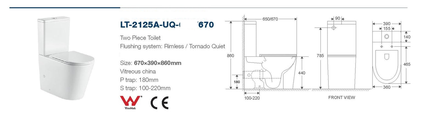 RIMLESS TORNADO Toilet RBK-2125TQ