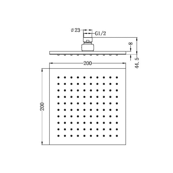 200MM SQUARE SHOWER HEAD CHROME (NRROB0803CH)
