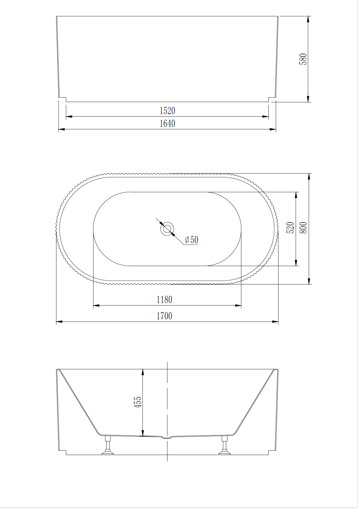 RBK-250 FLUTED FREESTANDING BATH