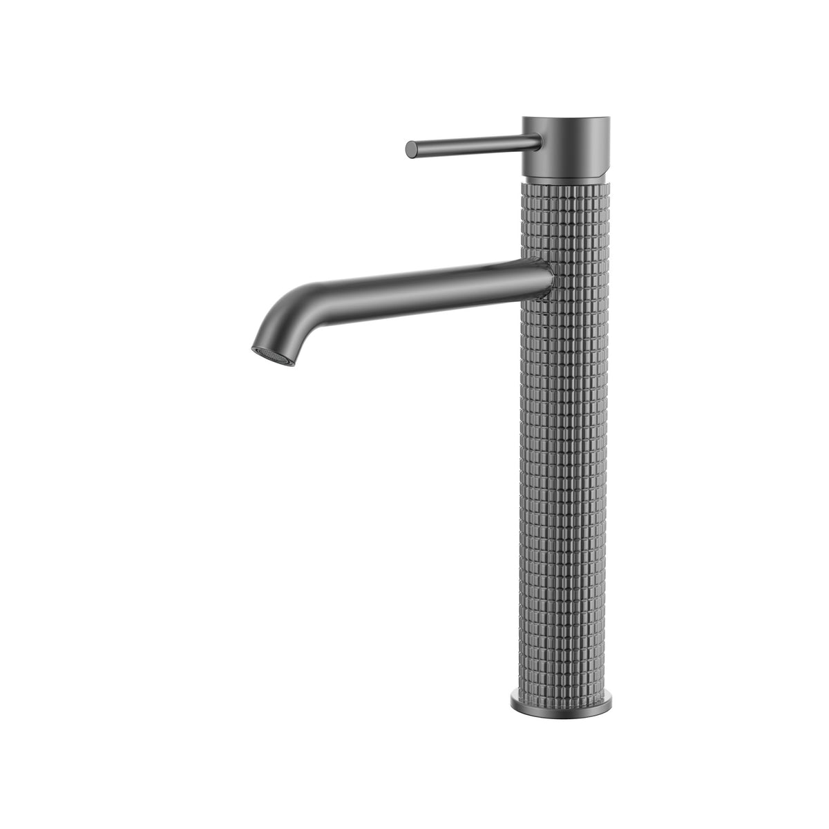 Tall Basin Mixer, Fluted design, Gun Metal Finish