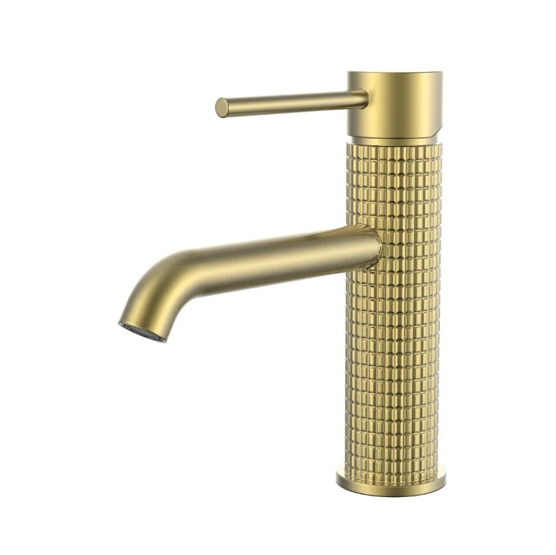 Basin Mixer, Fluted design, Brushed Gold Finish