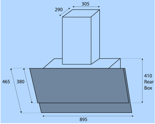 RHGV90  VERTICAL BLACK GLASS WALL MOUNTED 90CM RANGEHOOD